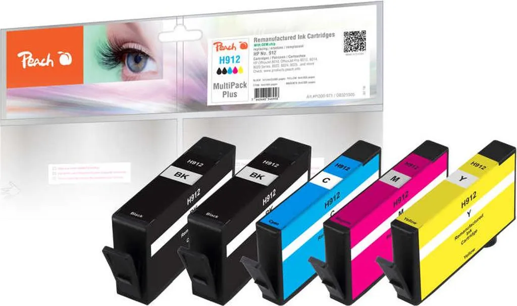 Pack de 4 cartouches d'encre HP 912 compatibles pour OfficeJet Pro