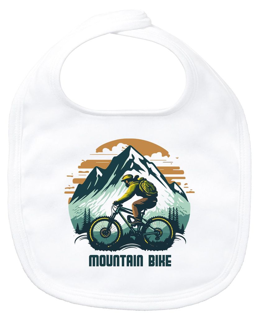 Huuraa Baby Lätzchen Mountain Bike Berge White Klettverschluss Baumwolle Latz Geschenkidee
