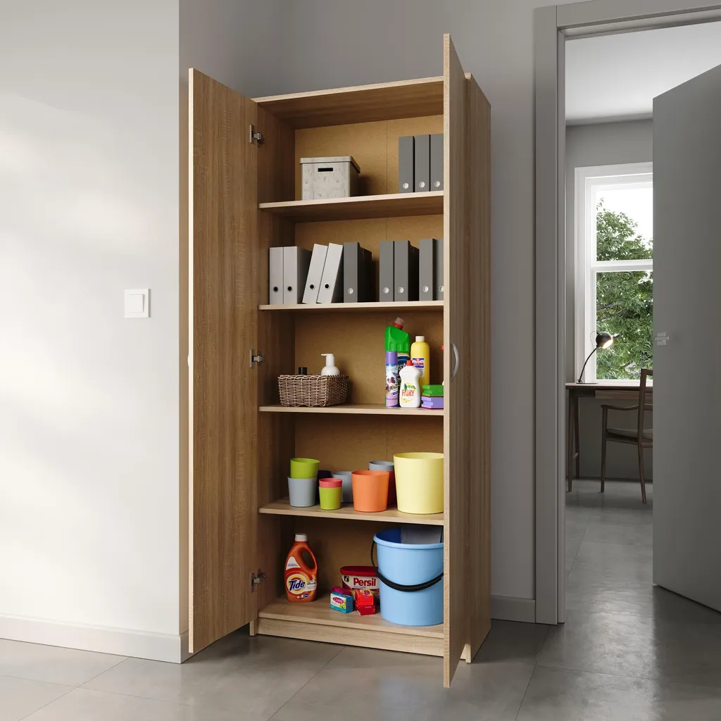 Armoire de bureau pour dossiers 5 compartiments meuble de rangement mat - 9