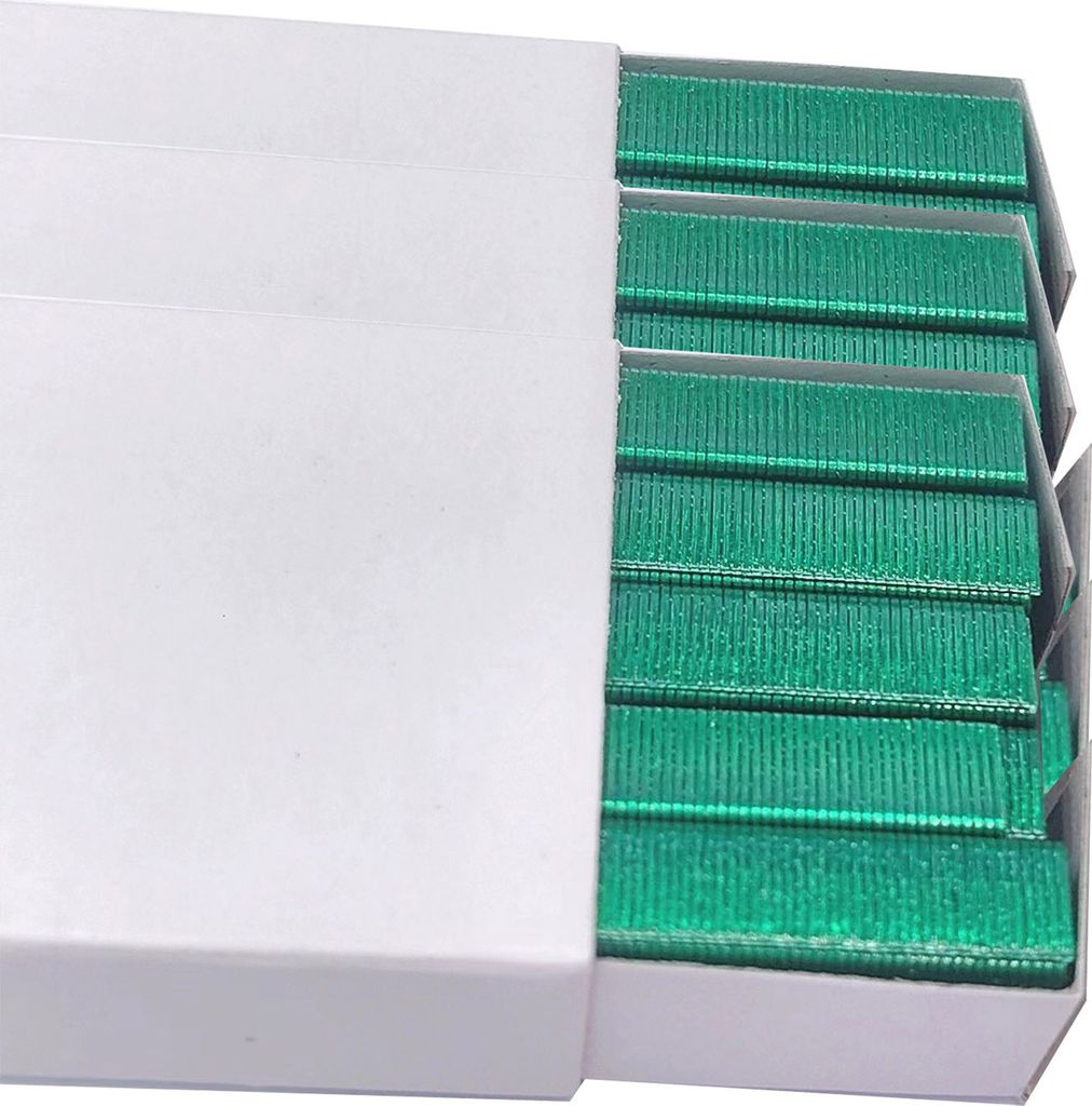 Grün gefärbte Heftklammern, 3000 Nachfüllpackungen für Schreibtischhefter, 1000 pro Packung, insgesamt 3 Packungen, Büroheftklammern, Schulhef...