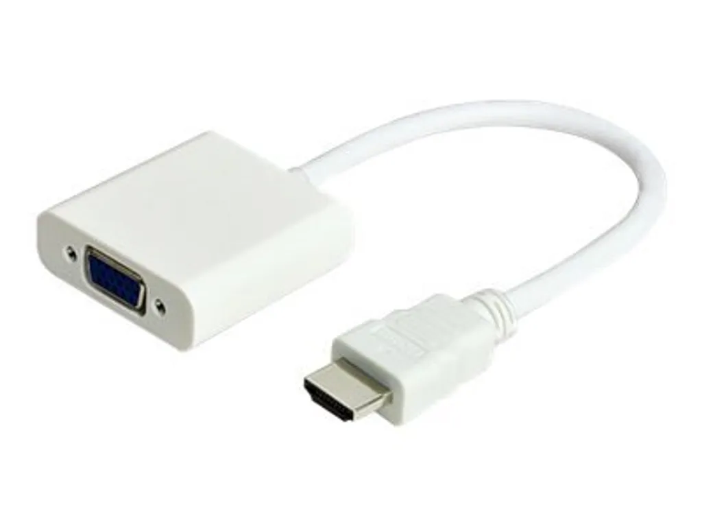 Convertisseur vidéo HDMI vers VGA de 16cm blanc pour écran et moniteur