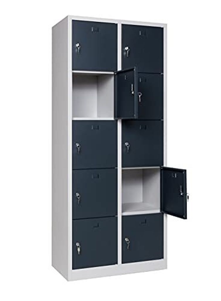 Schließfachschrank grau/anthrazit 10-türig