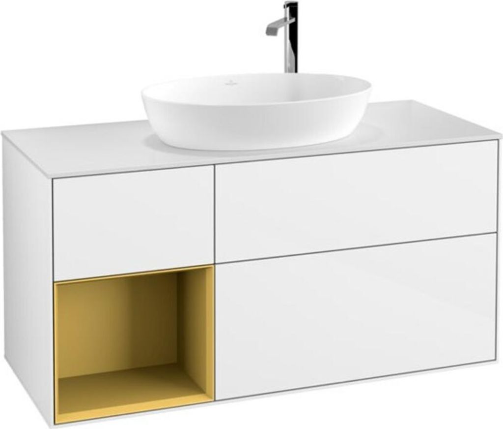 V&B Waschtischunterschrank Finion 120cm, Pl w m, Rg gol m Lac, glo wh. Lac