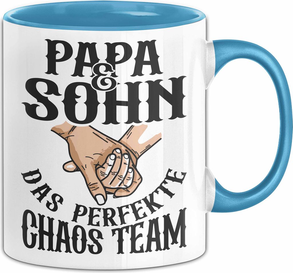 Papa & Sohn Das Perfekte Chaos Team Tasse Geschenk Vater Und Kind Geschenkidee (Blau)