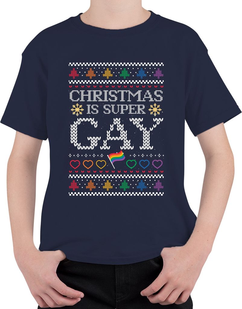 Christmas is super Gay LGBTQ - Weihnachten Weihnachtsgeschenk Christmas Uni Kinder T-Shirt, Navy, 152