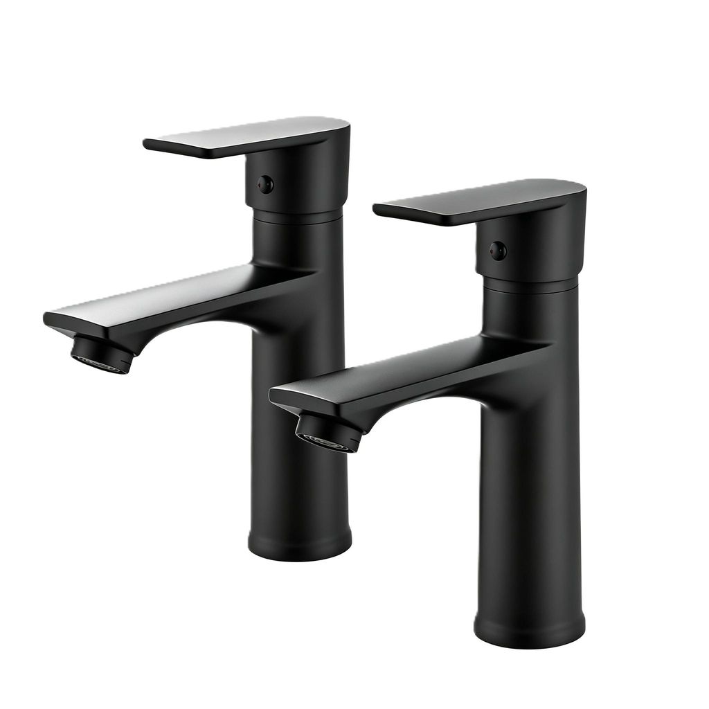 2pcs Wasserhahn Schwarz Badarmaturen mit 15° geneigtem Produktbild 