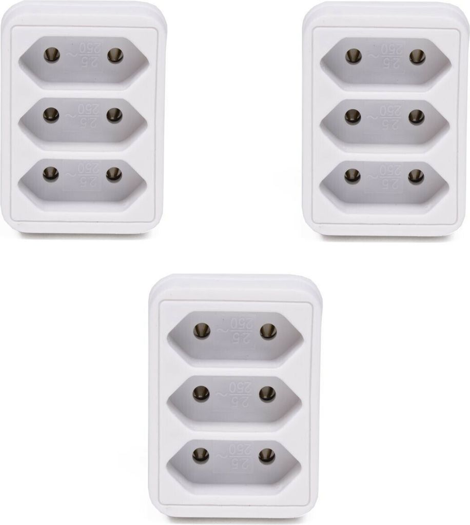 3x Steckdosenleiste Mehrfachsteckdose 3-fach Flach Steckdose Euro Mehrfachstecker Steckerleiste Wandstecker EU