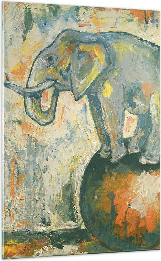 Bilder auf glas - Einteilig - Elefant Abstraktion - 70x100cm - Glasbilder - Wandbilder - Bilder - zum Aufhängen bereit - Wanddekoration aus Glas -...
