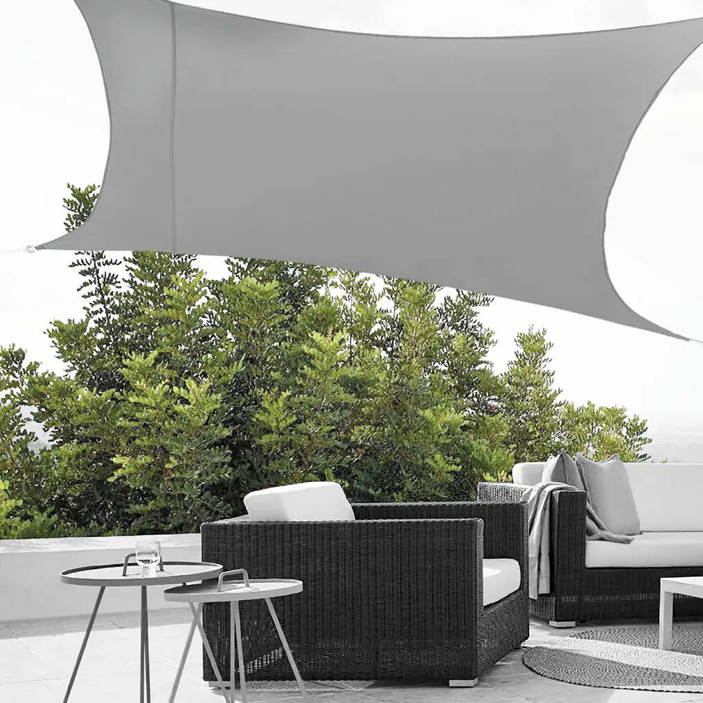 Tenda da Sole 2x3m Grigio Chiaro: Vela Ombreggiante Protezione UV - 7
