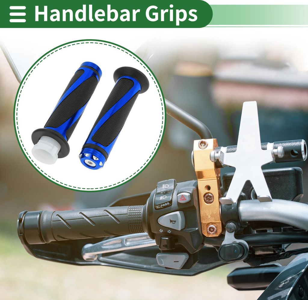 7/8" 22mm 15/16" 24mm Motorrad Handgriff Abdeckungsset Rutschfest Aluminiumlegierung Gummi Lenkergriffe Für Motorroller Scooter Fahrrad ATV Blau 1Set