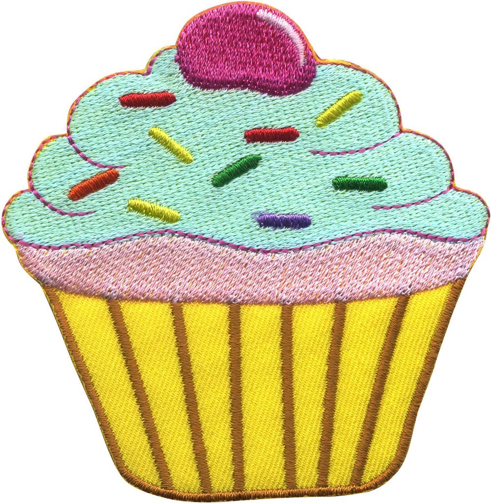 Aufnäher - Muffin - gelb-hellblau-rosa - Patch