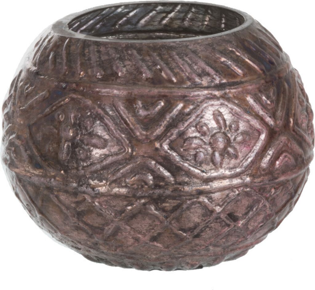 J-Line Teelichthalter Kugel Boho Glas Antik Braun