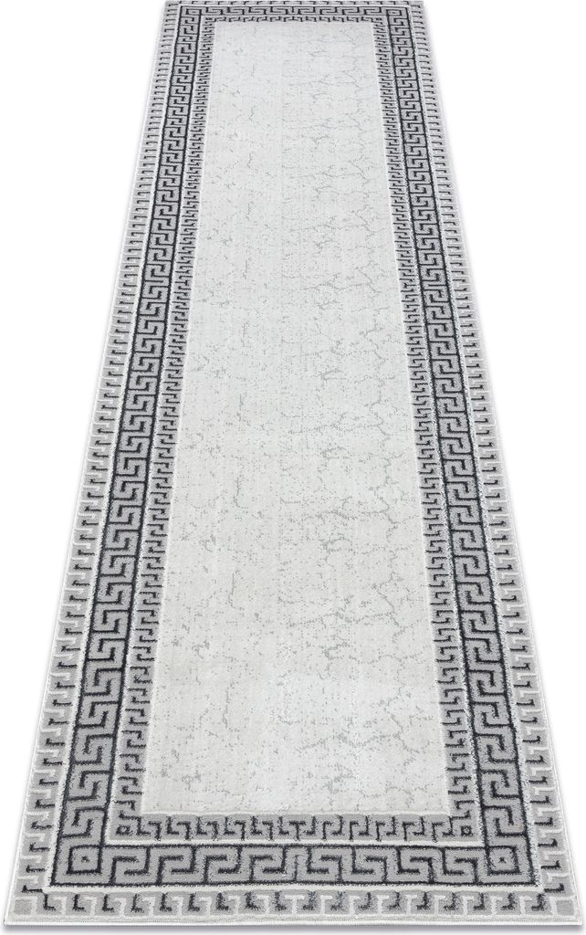 Teppich, Läufer ALLURE 1960 Griechischer Schlüssel, Rahmen - Strukturell, stilvoll, glamourös weiß / grau Grau 60x250 cm