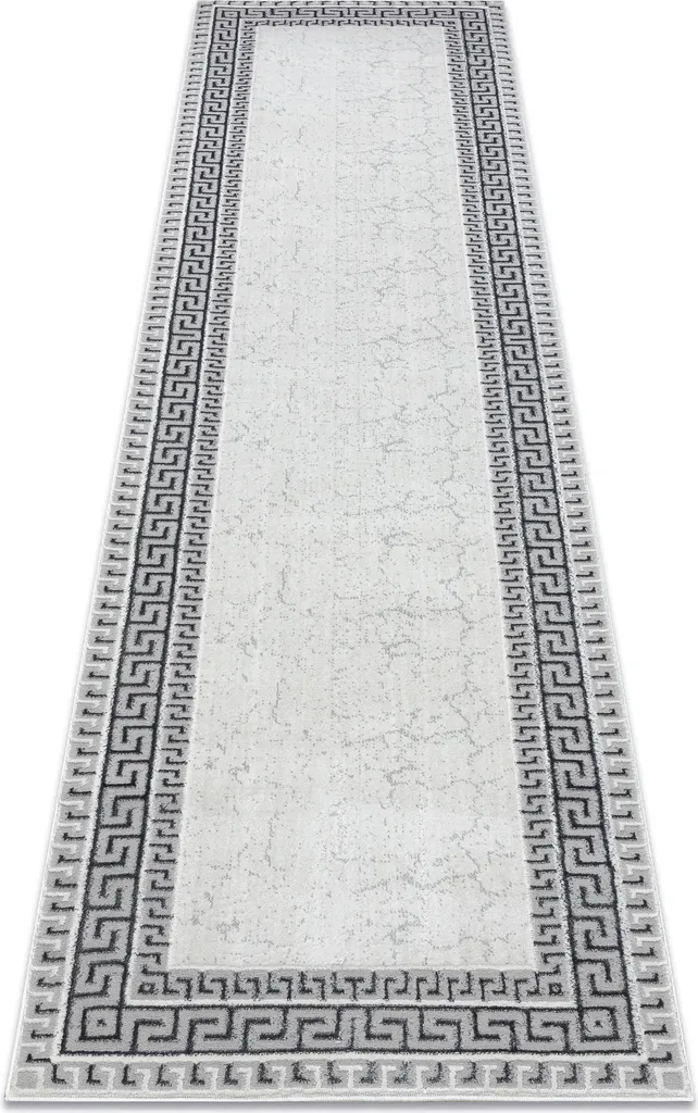 Grand tapis chemin de couloir chic Allure 1960 motif grec gris 60x250 cm