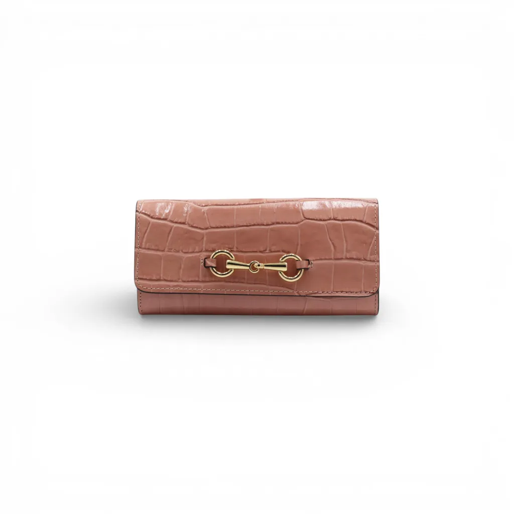 Cheval Florence Portefeuille Grant Croc Rosa - Accessoire Cuir Chic