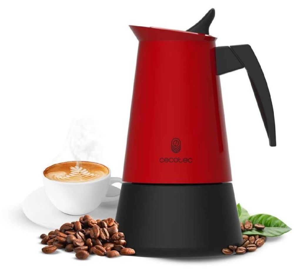 Italienische Kaffeemaschine Cecotec Piccolina 200 Red. 100 ml, 2 Tassen Kaffee, Edelstahl, Für alle Oberflächen geeignet, Premium-Filter