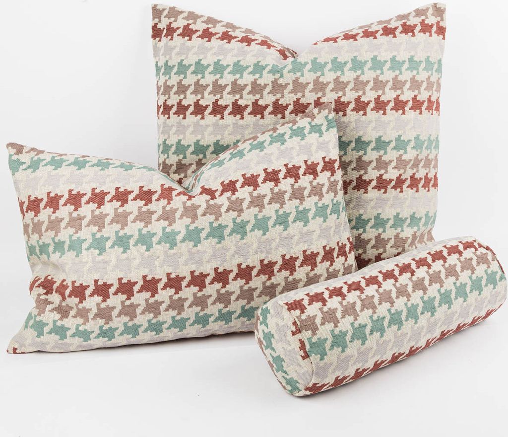 Kissenhülle Mira Hahnentritt beige rot in versch. Größen Größe 30x50cm (HxB) 30x50cm (HxB) Größe