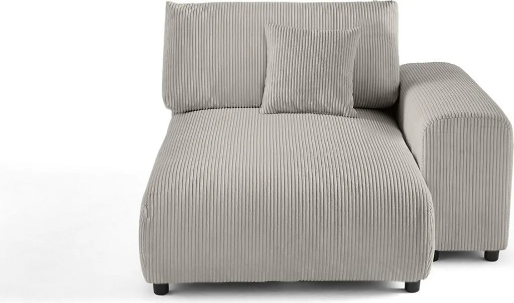 Méridienne en Velours Côtelé Gris Clair Lisa Design - Finition Garance