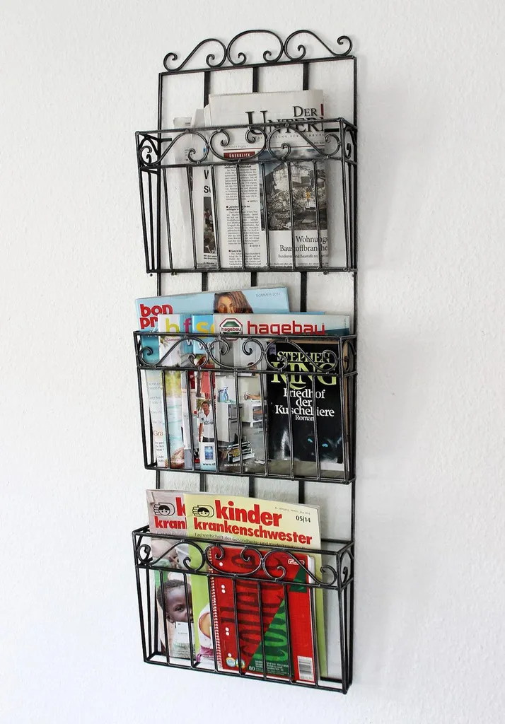 Porte-magazine mural 101 cm - Présentoir de journaux style industriel