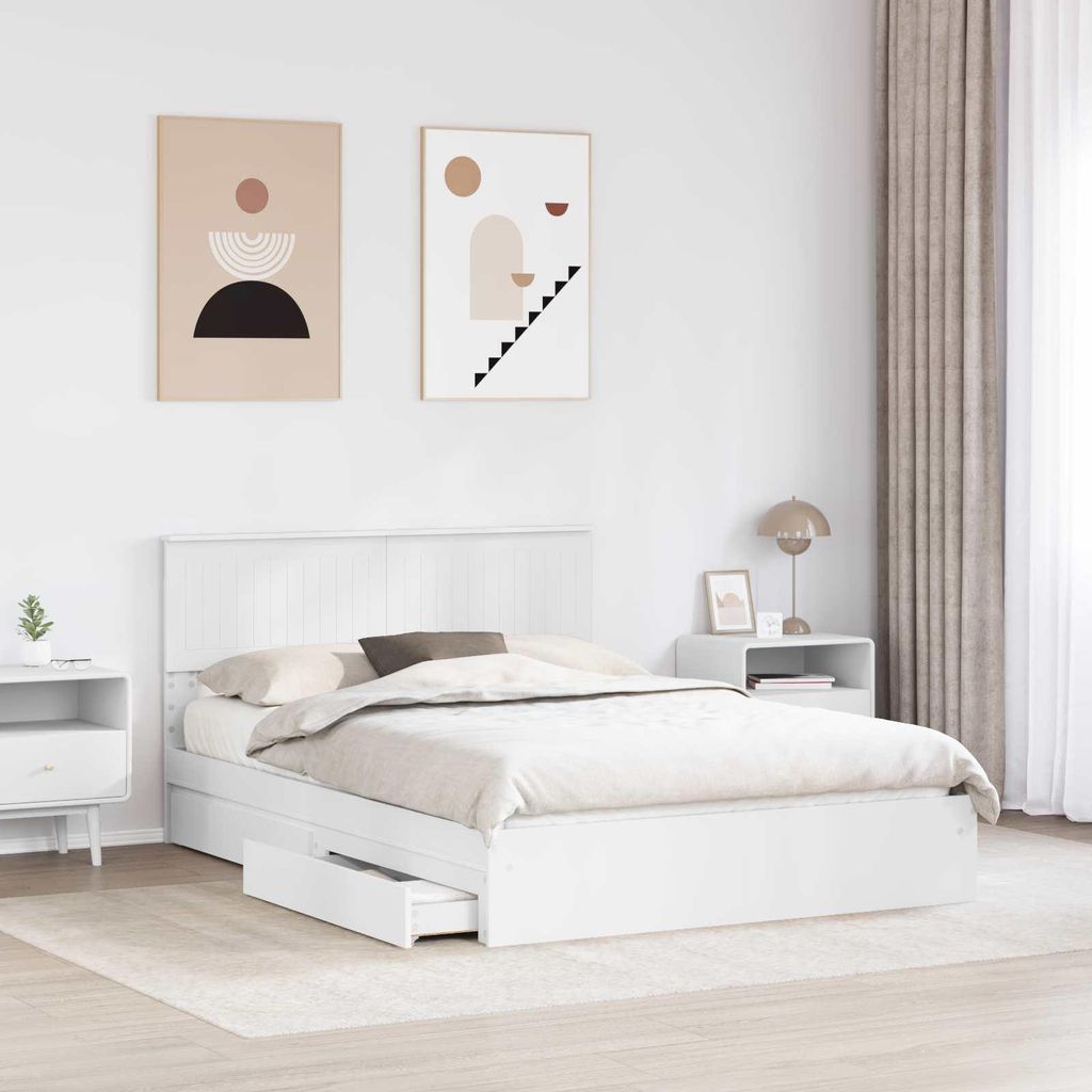 “2026 Modern“ Aufbewahrungsbett mit Kopfteil Weiß 140 x 190cm Holzwerkstoff - Designermöbel 112494 - Klassische BettenJugendbett Tagesbett