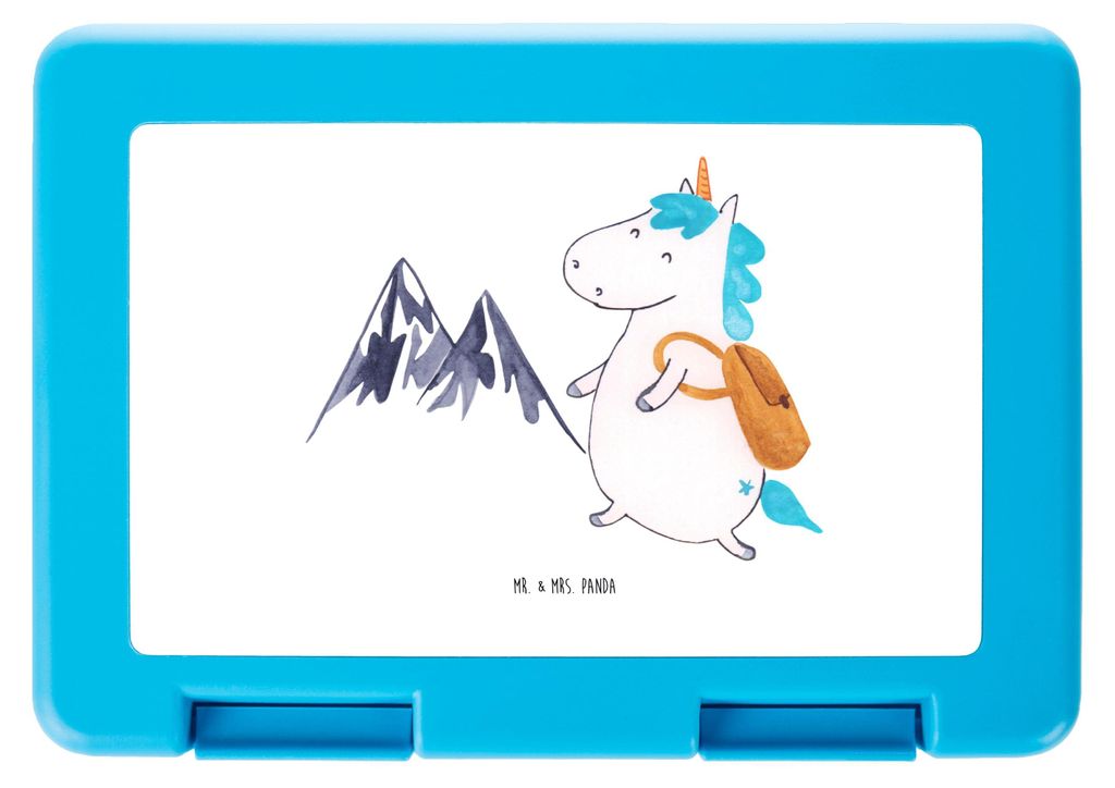 Mr. & Mrs. Panda Snackbox Einhorn Bergsteiger - Weiß - Geschenk, Unicorn, Lunchbox, Vorratsbehälter, Abenteuer, Einhörner, Vesperbox, Bento Box,...