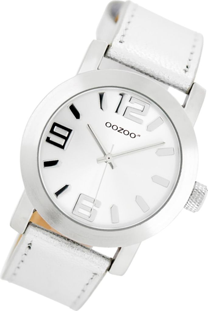 Oozoo Armbanduhr silber Leder JR200 Junior Kinder-Jugend Analog-Quarzuhr UOJR200