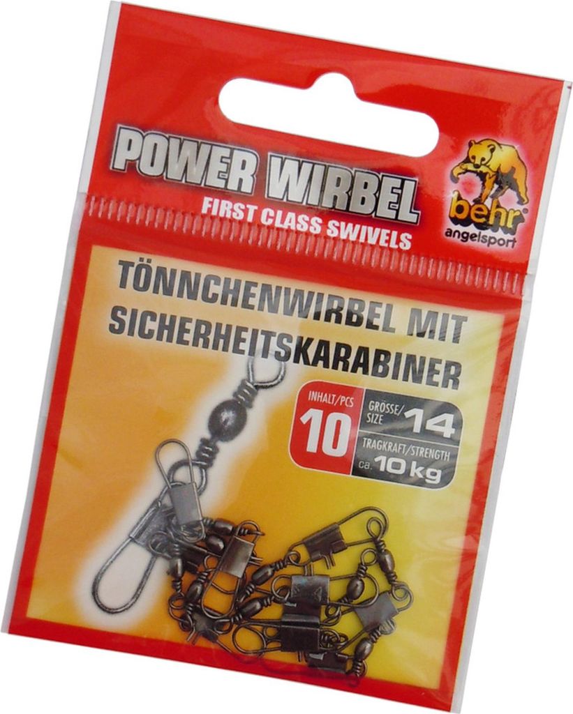 Tönnchenwirbel mit Sicherheitskarabiner 10 Stück Gr. 14