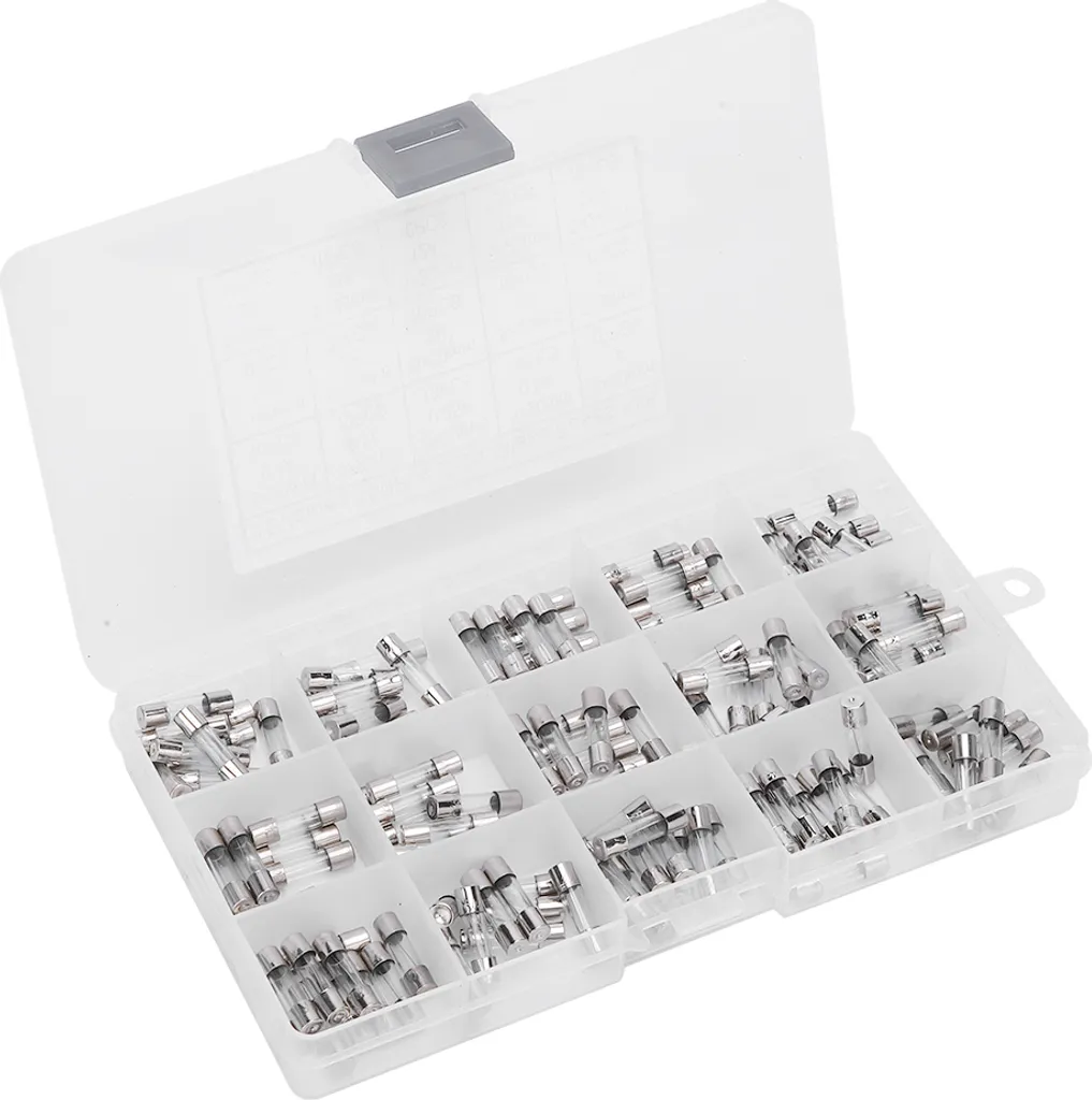 Kit 150 Fusibili Vetro 5x20mm 0.1A-20A 250V Assortiti con Scatola