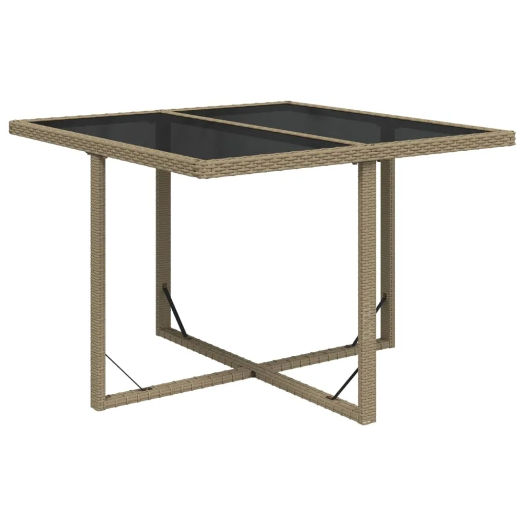 Tavolo da Giardino vidaXL in Rattan e Vetro: Atmosfera Zen Beige