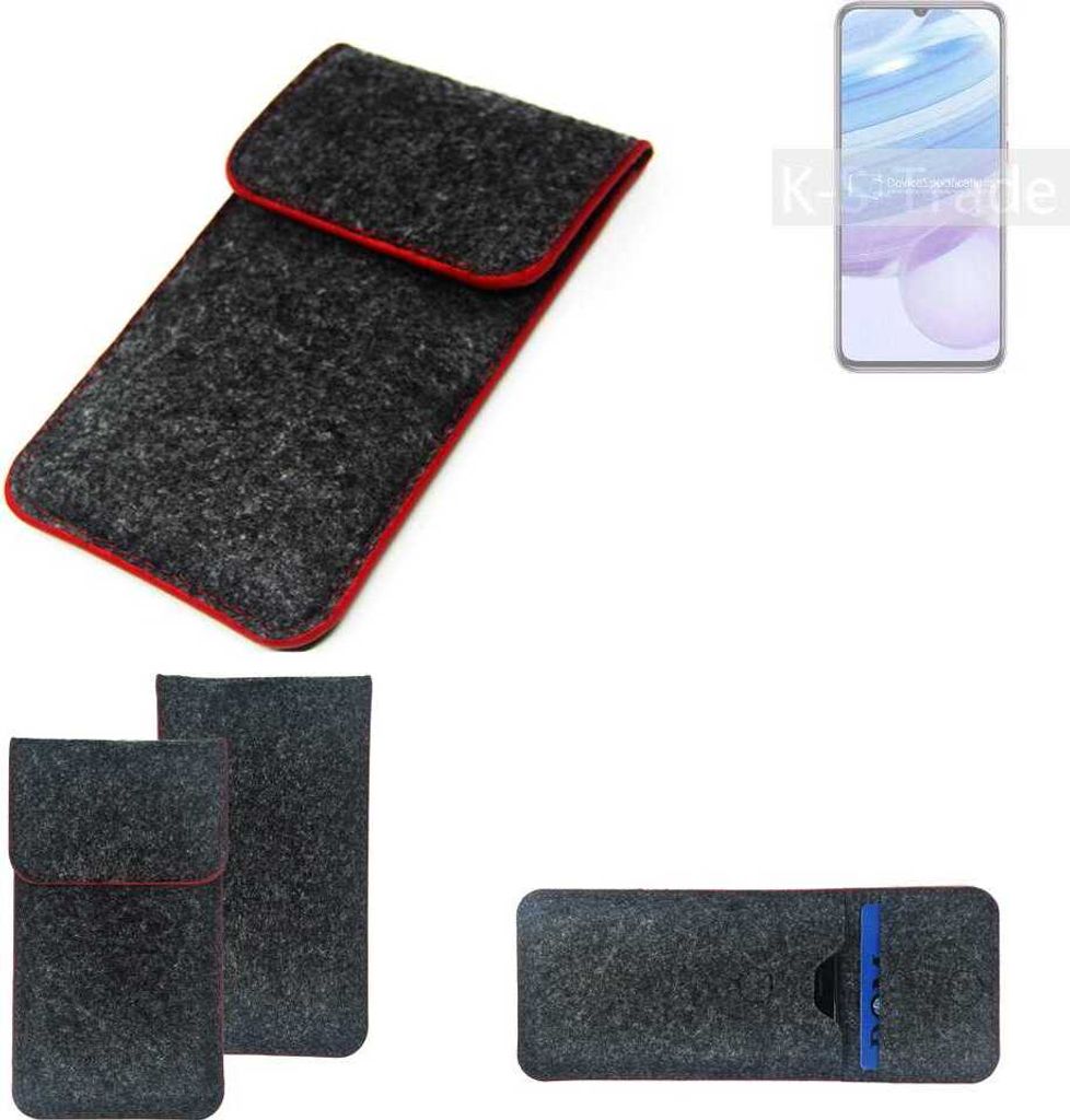 K-S-Trade Handy Schutz Hülle kompatibel mit Xiaomi Redmi 10X 5G Schutzhülle Handyhülle Filztasche Pouch Tasche Case Sleeve Filzhülle dunkelgrau