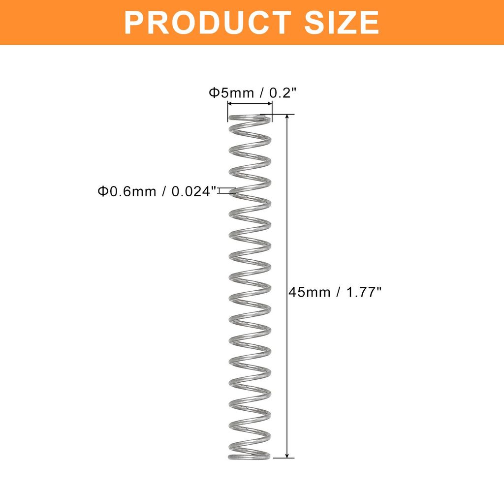 5 Stš¹ck Druckfeder, 0.6 x 5 x 45 mm Druckfedern Feder Federn Zugfeder Zugfedern Spring Spiralfeder Spiralfedern Sprungfeder Stahlfeder 304 Edels...