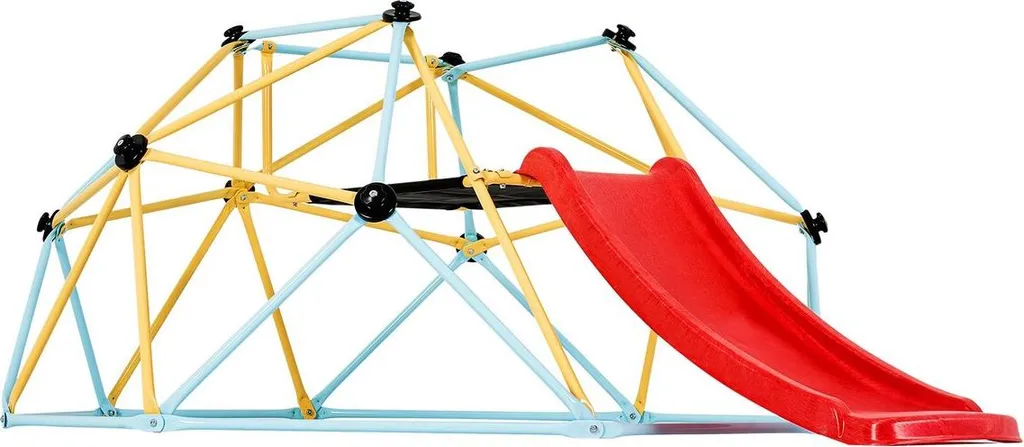 Dôme d'escalade géométrique 2,4m avec toboggan pour enfants 3-9 ans