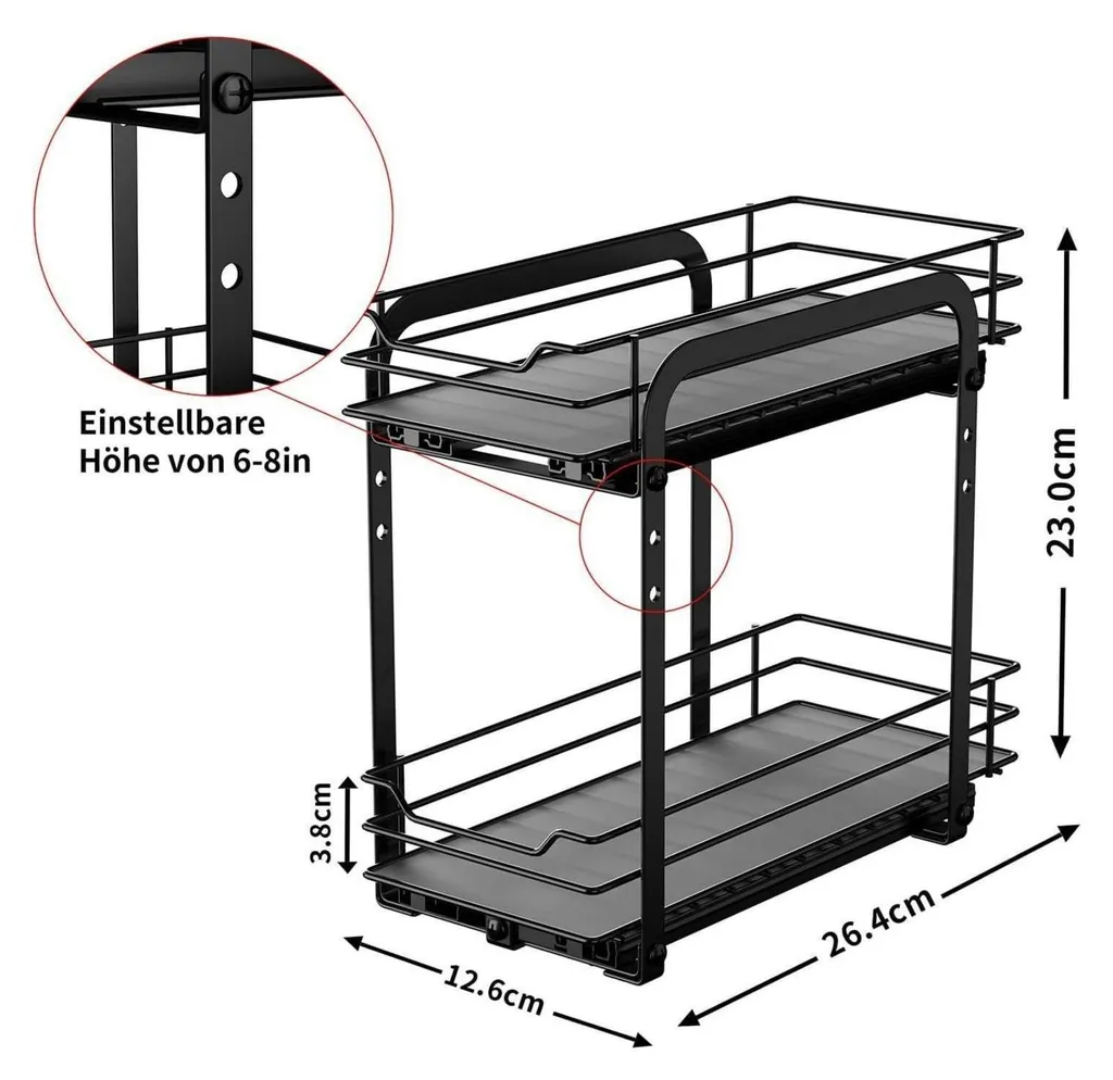 Étagère à épices extensible robuste - Support métal 2 niveaux modulable - 2