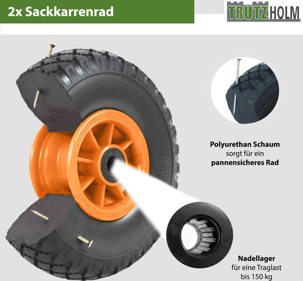 2x Sackkarrenrad Vollgummi 260x85 mm 3.00-4 Produktbild 3