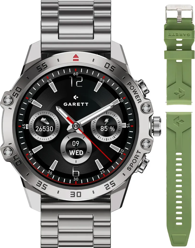 Garett V14 Argent Acier - Montre Sport et Bureau pour Style Dynamique