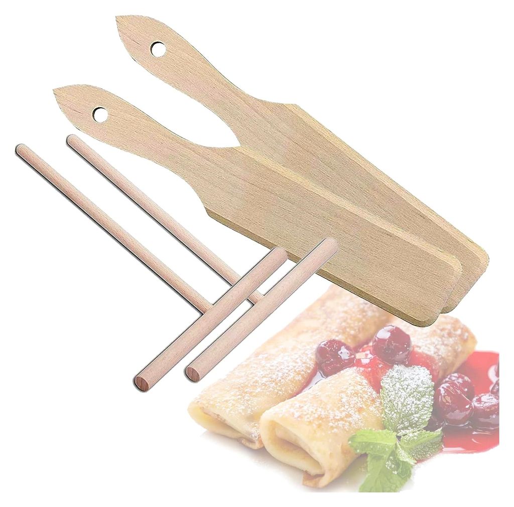 2er Set Crepes Maker Verteiler und Wender aus Buchenholz