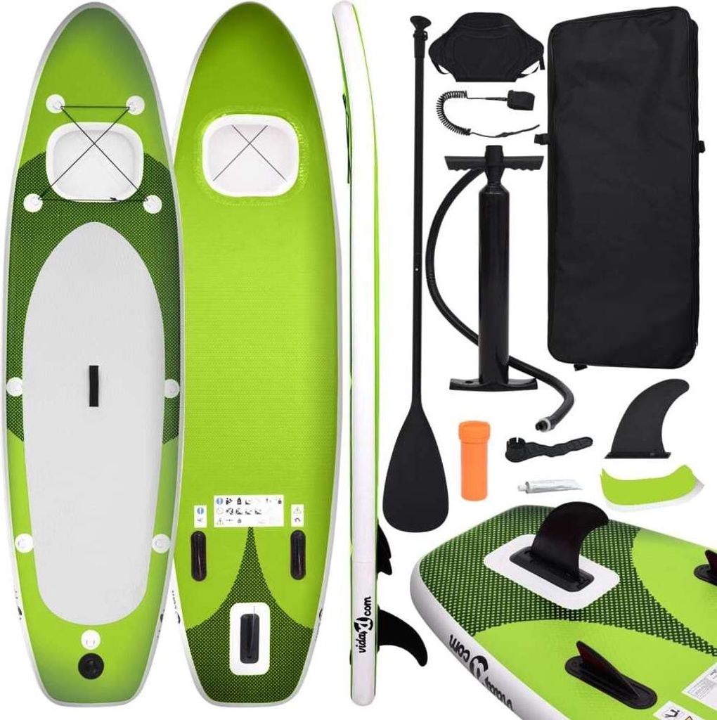 "im Angebot" SUP-Board-Set Aufblasbar Grün 300x76x10 cm - Stand Up Paddle Boards CC25164