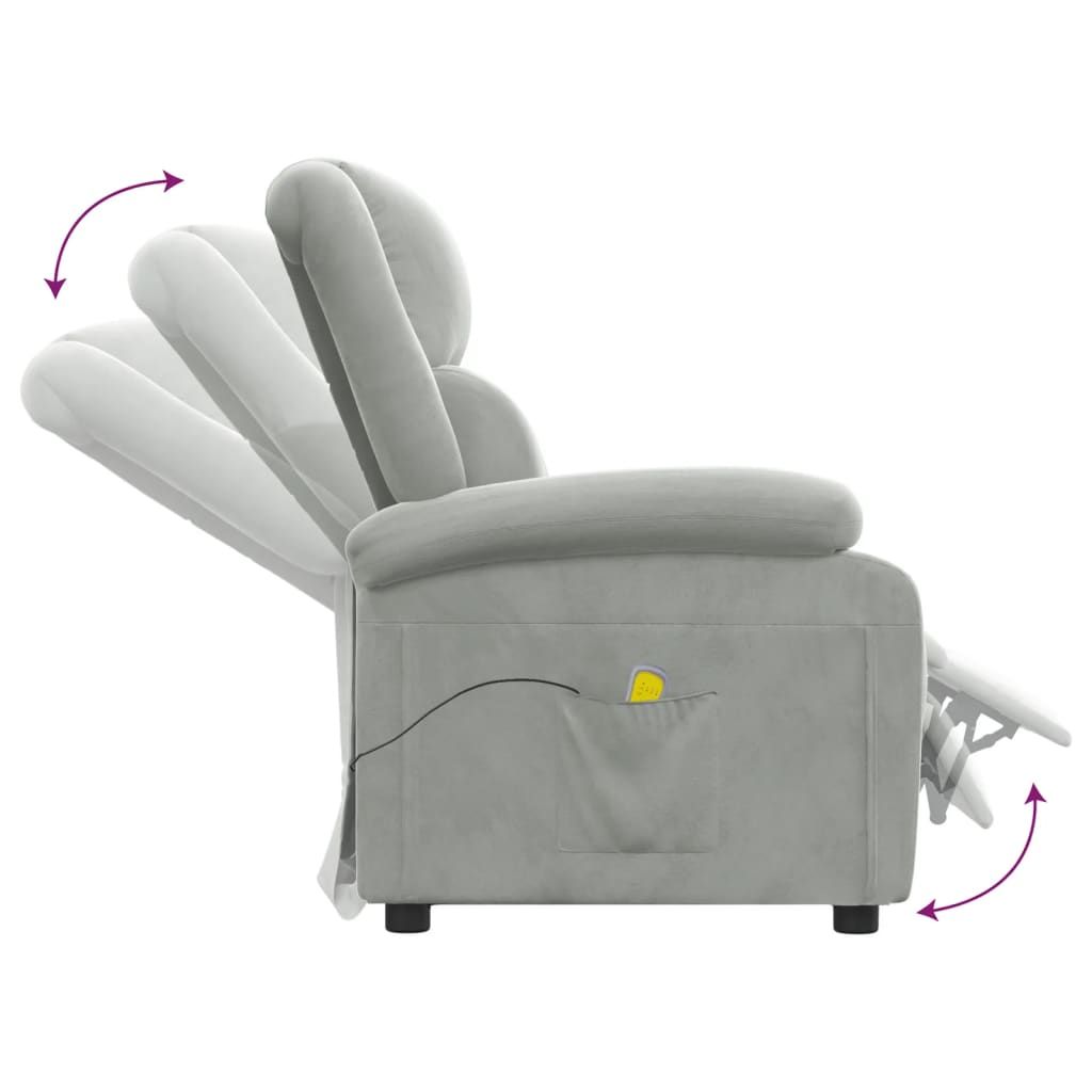 The Living Store Massagesessel Hellgrau Samt