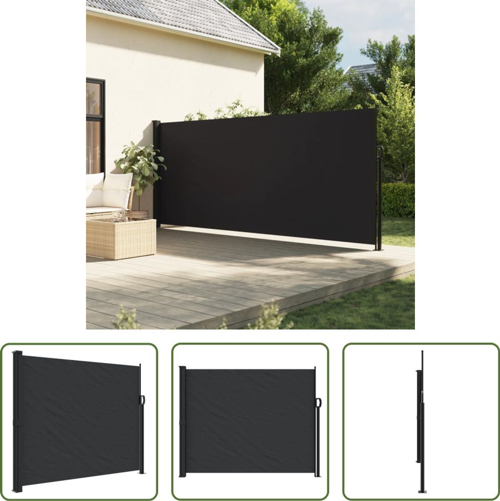 The Living Store Seitenmarkise Ausziehbar Schwarz 160x500 cm