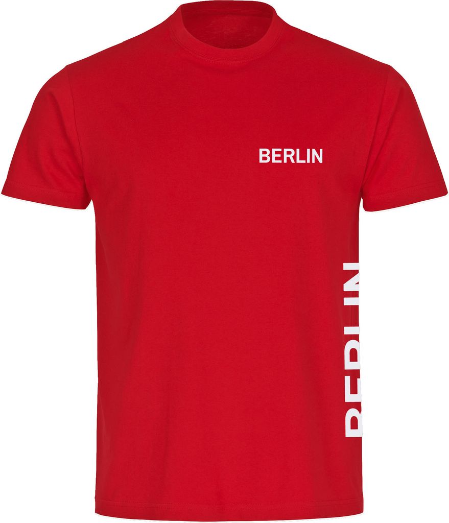 multifanshop Herren T-Shirt - Berlin rot - Brust & Seite, rot, Größe L