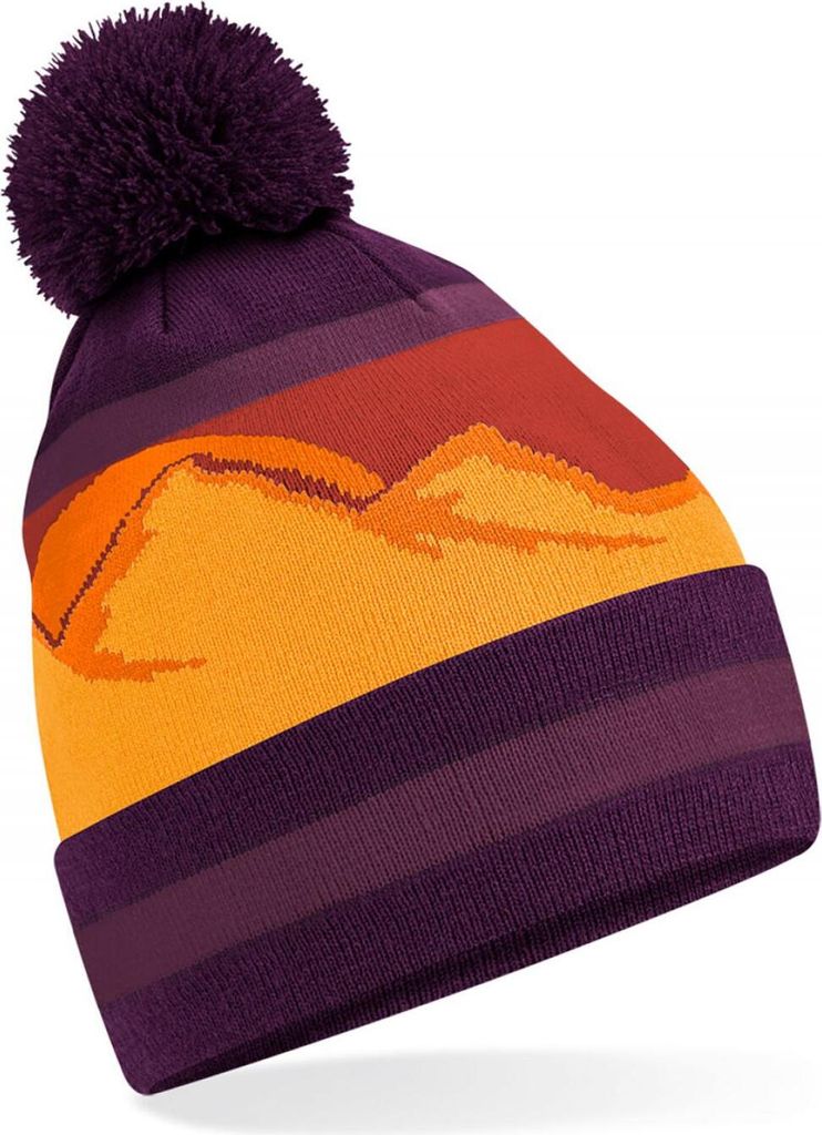 A close-up studio shot of a beanie hat.