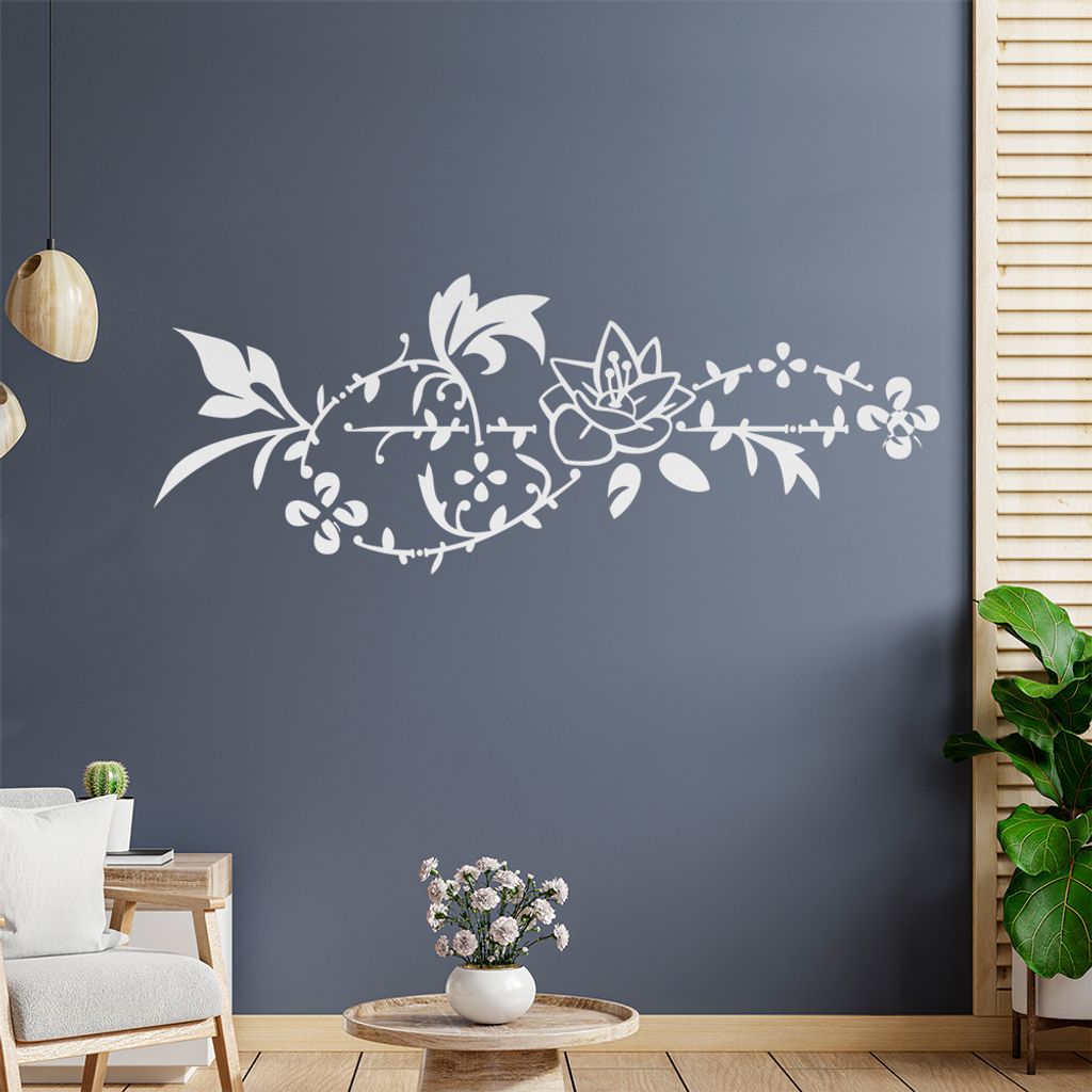 Blumenranke - Linien Wandtattoo in 6 Größen - Wandaufkleber Wall Sticker - Dekoration, Küche, Wohnzimmer, Schlafzimmer, Badezimmer