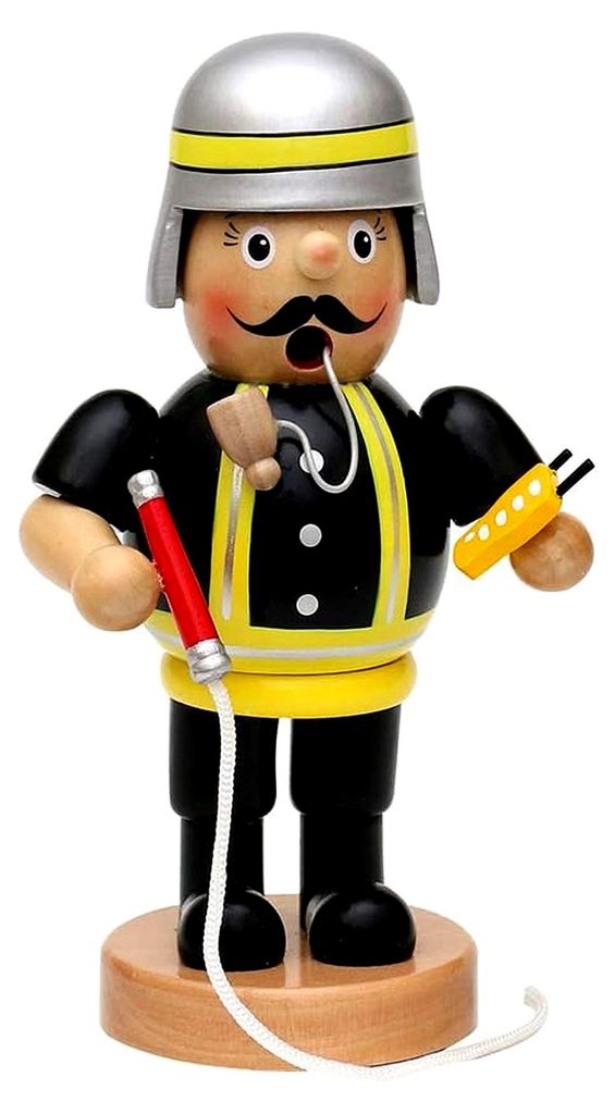 Räuchermann Feuerwehrmann aus Holz, L/B/H: 8 x 7 x 16 cm.