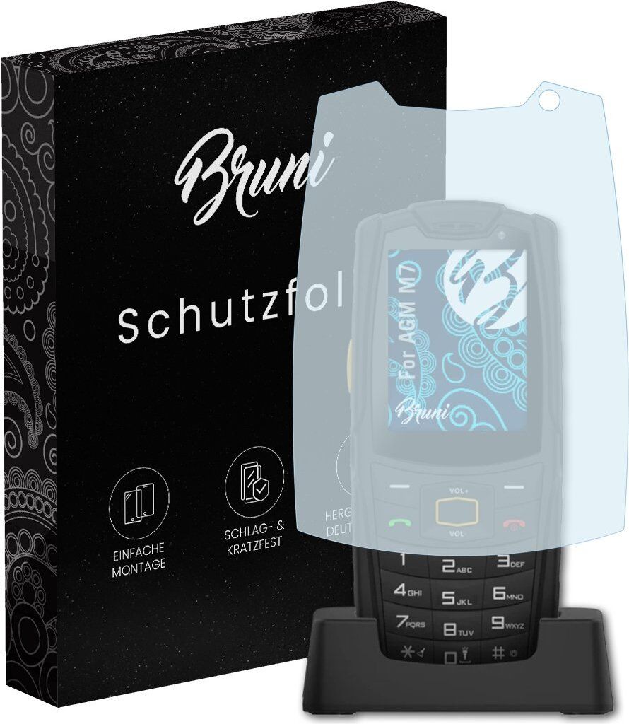 Bruni Basics-Clear 2x Schutzfolie kompatibel mit AGM M7 Folie