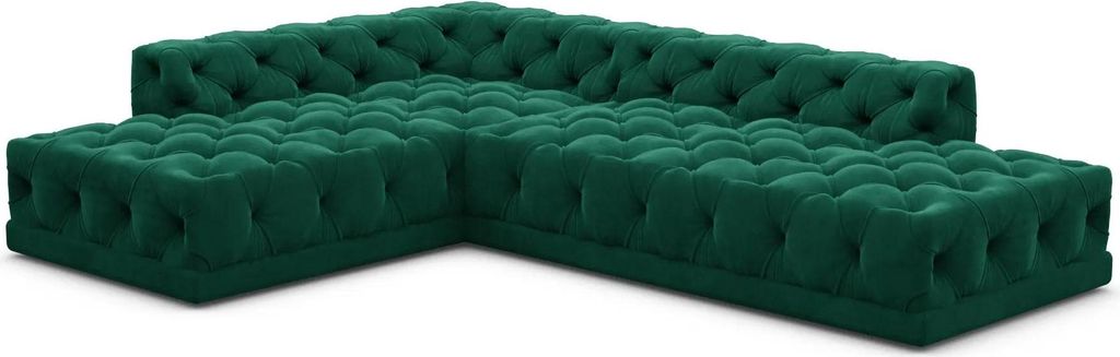 Samtstoff L-Form Lounge Sofa Meliva Smaragdgrün Links