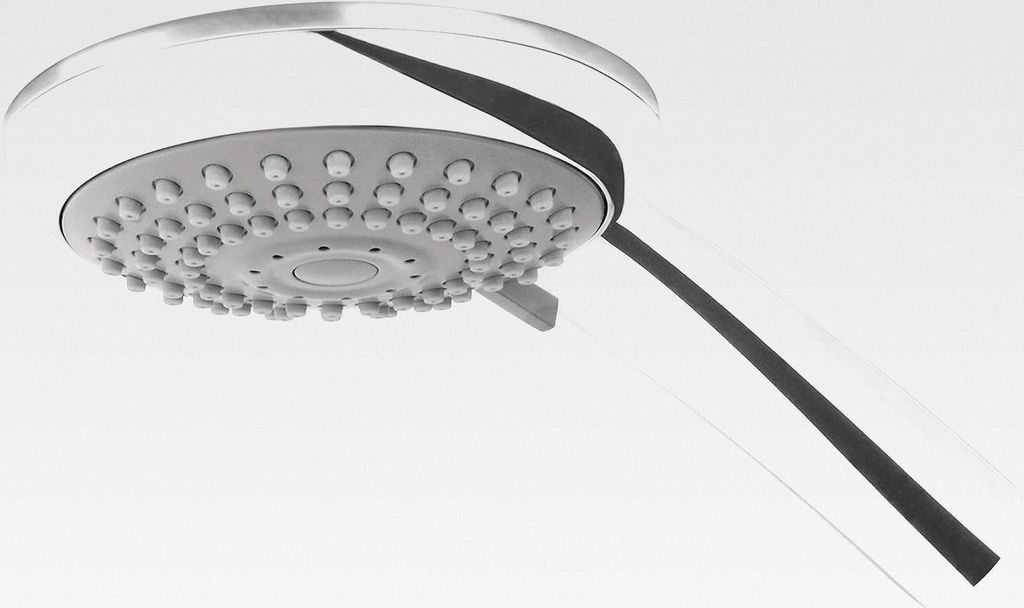 Duschsystem mit Umsteller, Kopfbrause eckig, verchromter Korpus aus Messing, Duschmaster Rain mit Regendusche