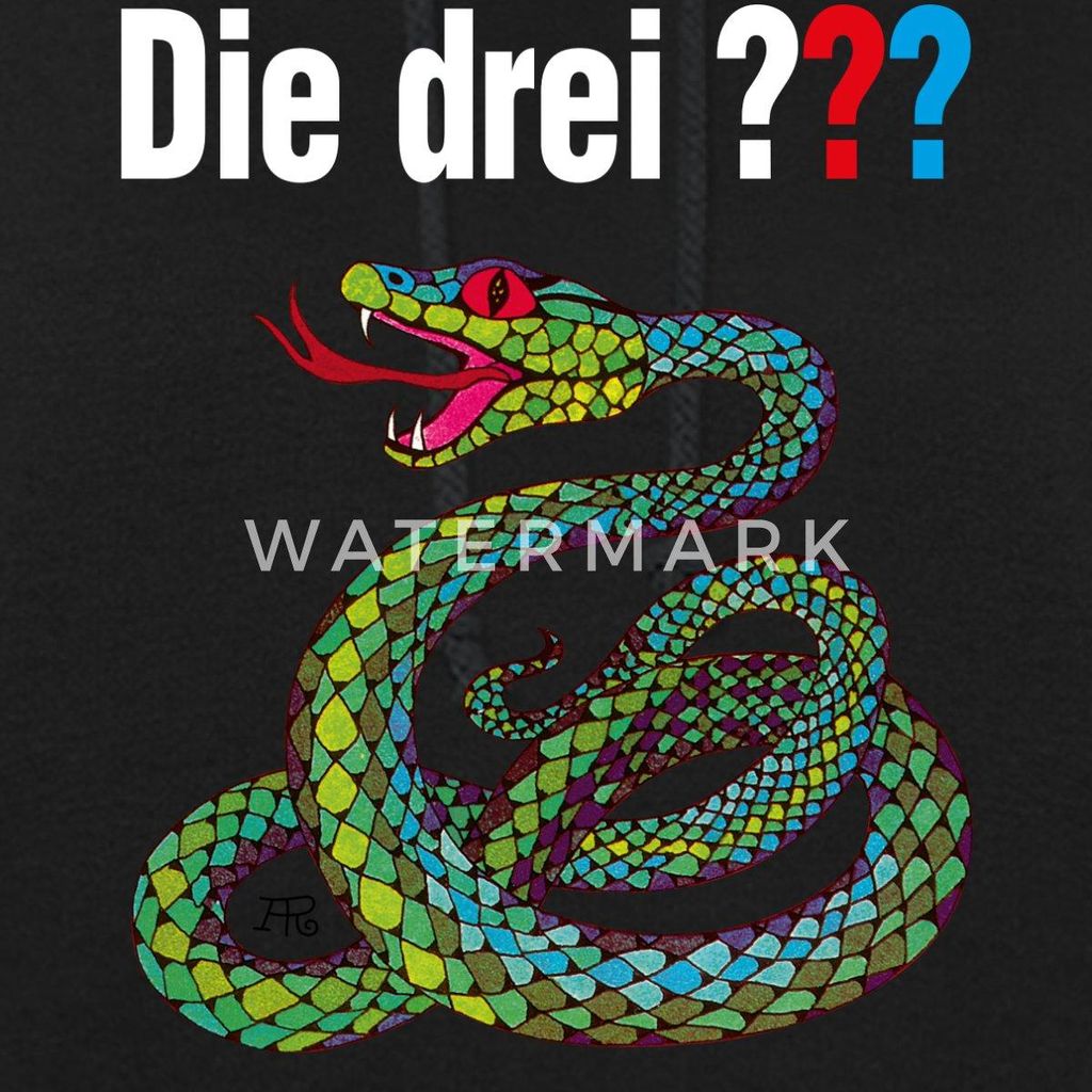 Spreadshirt Die Drei Fragezeichen und die singende Schlange Damen Hoodie, S, Schwarz
