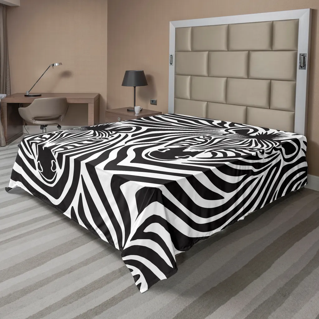 Linge de Lit Safari Décoratif pour Chambre Adulte Drap Zèbres 244x205cm
