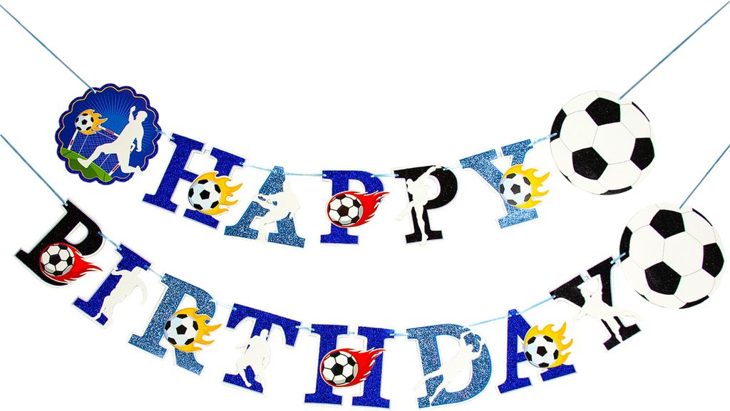 Oblique Unique Happy Birthday Girlande Fußball Banner für Kindergeburtstag Geburtstag Party Deko für Jungs Jungen