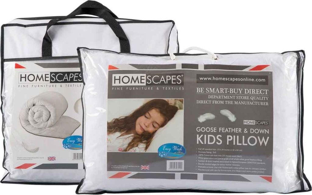 HOMESCAPES Kinderbettset – Sommerdecke 120x150 cm & Kopfkissen 40x60 cm – Federn & Daunen